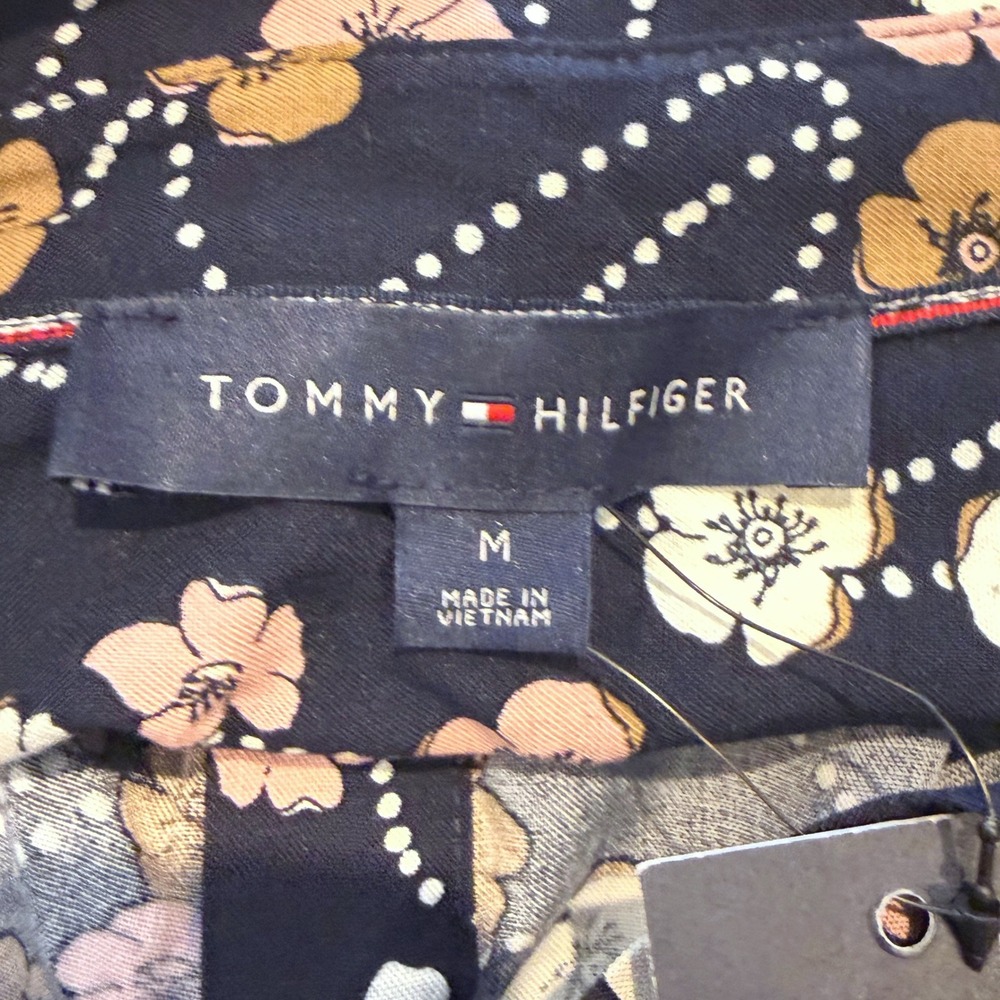 Tommy Hilfiger Asheville Navy Floral Button Up Shirt Drawstring Hem Women Medium - Picture 6 of 8